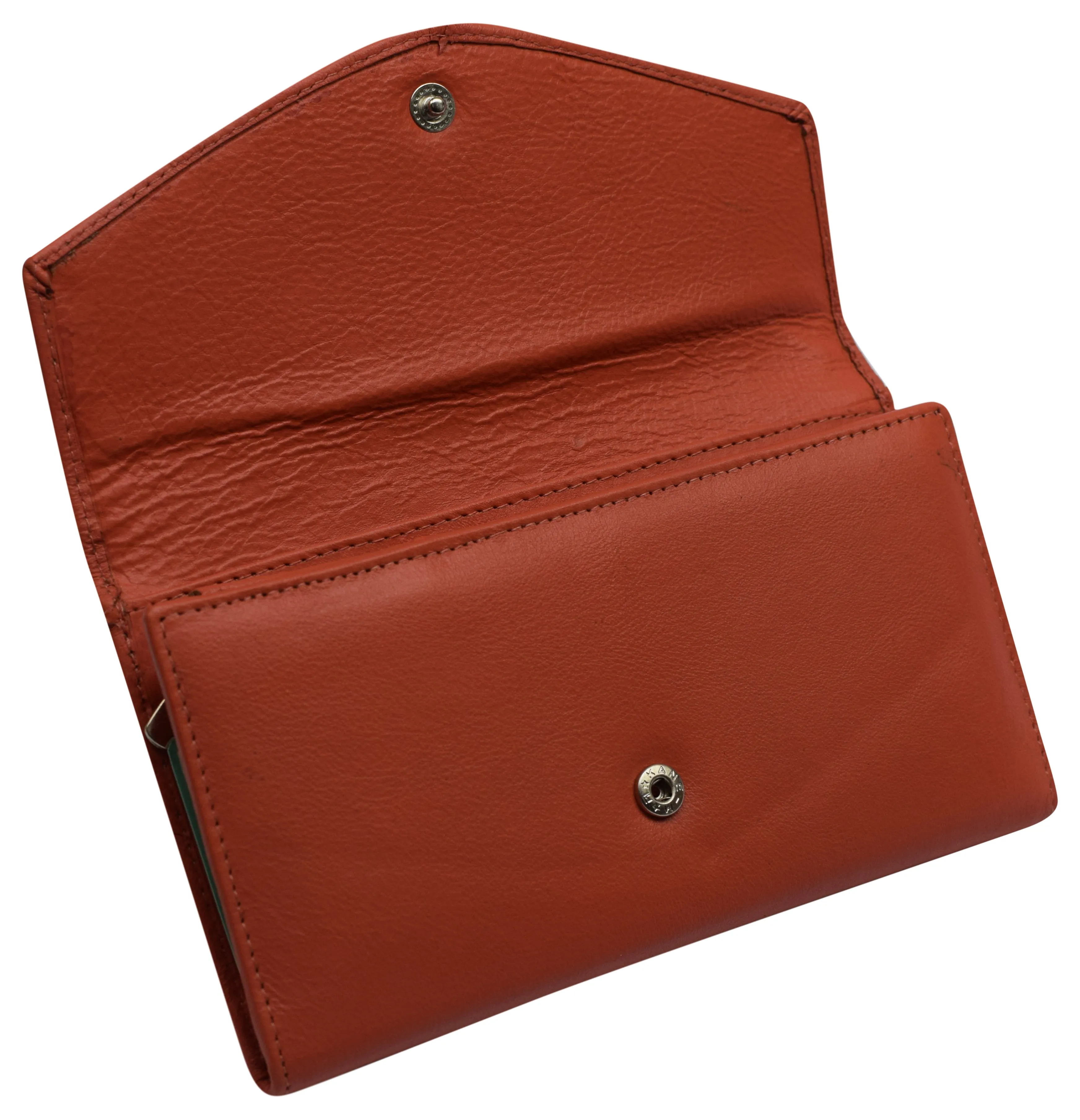 RFID Genuine Leather Women's Slim Flap Wallet Clutch Organizer