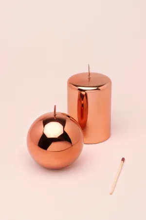 Rose Gold Glass Effect Metallic Pillar and Ball Candles