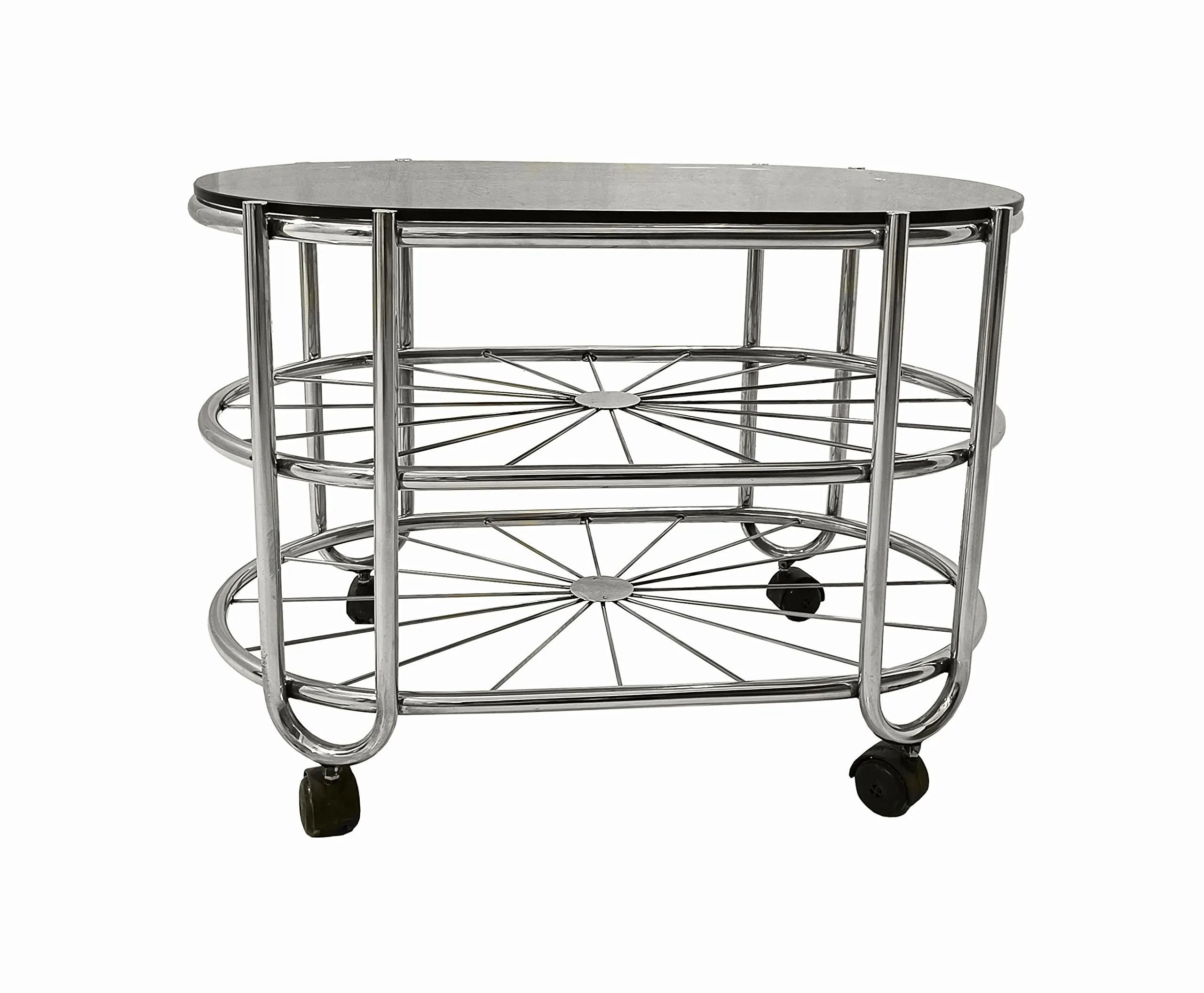 s k grill art Stainless Steel Coffee Table Centre Table with 10 mm Glass with Wheel 18 X 30 X 21 Inch (Clear Glass)