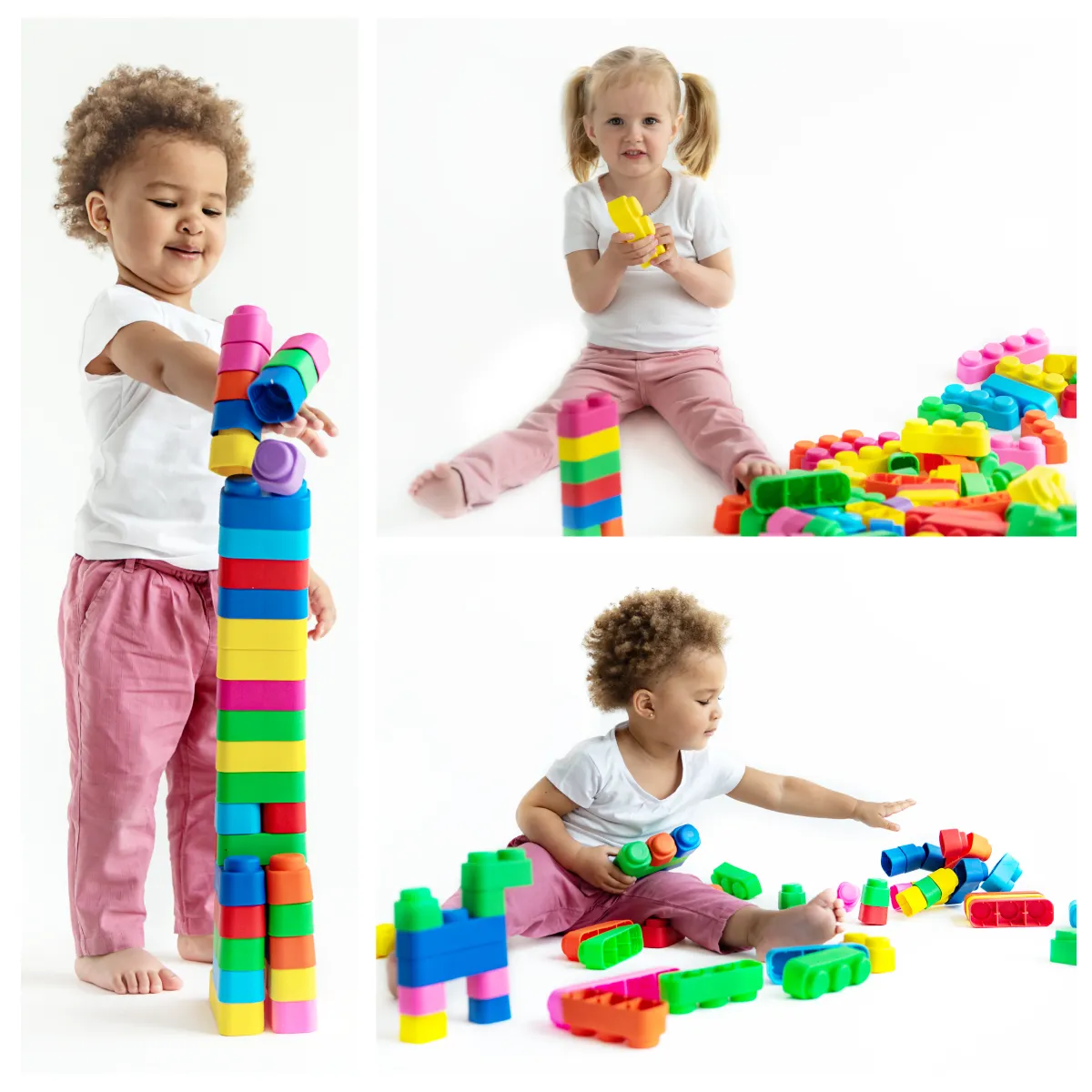 Sensory Soft Building Blocks - 21pcs - Montessori Early Learning Toys for Toddlers 2-5 Years - Bath Play, Stacking & Teething