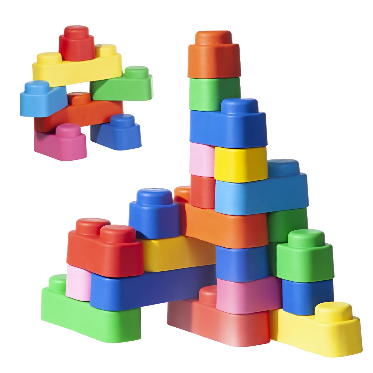 Sensory Soft Building Blocks - 21pcs - Montessori Early Learning Toys for Toddlers 2-5 Years - Bath Play, Stacking & Teething