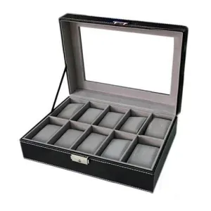 Size: 10 Watch Valet - WATCH VALET Glass Top Watch Boxes For Collection Of 6 or 10 Watches