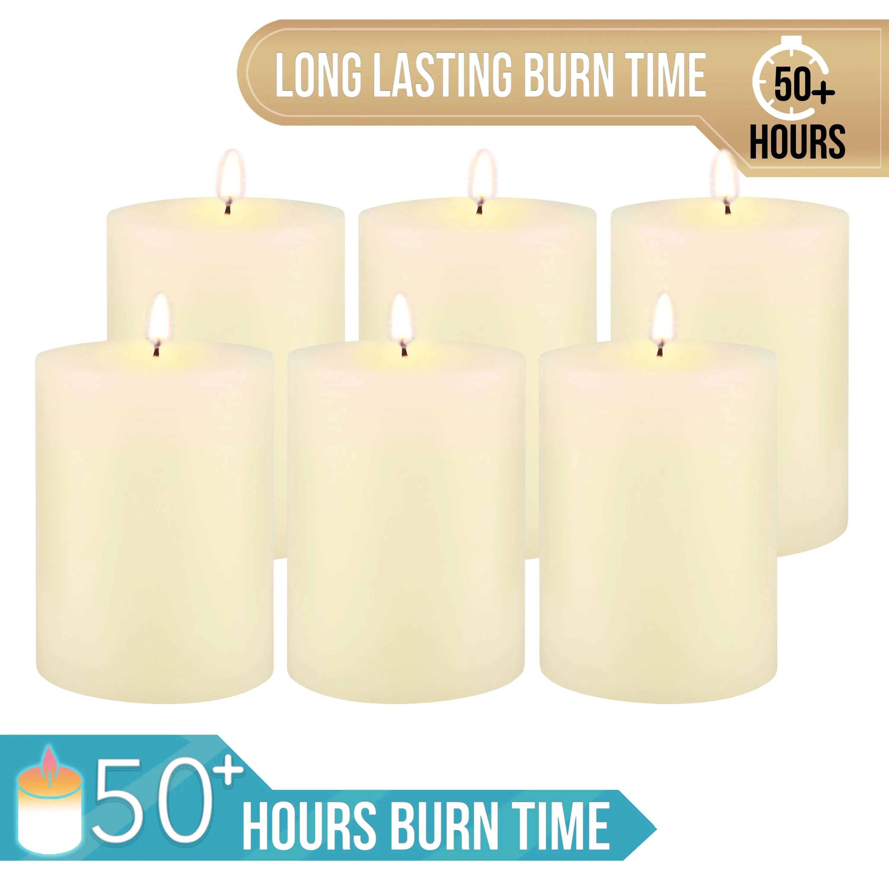 Stonebriar Unscented 3" x 4" 1-Wick Ivory Pillar Candles, 6 Pack (WS)