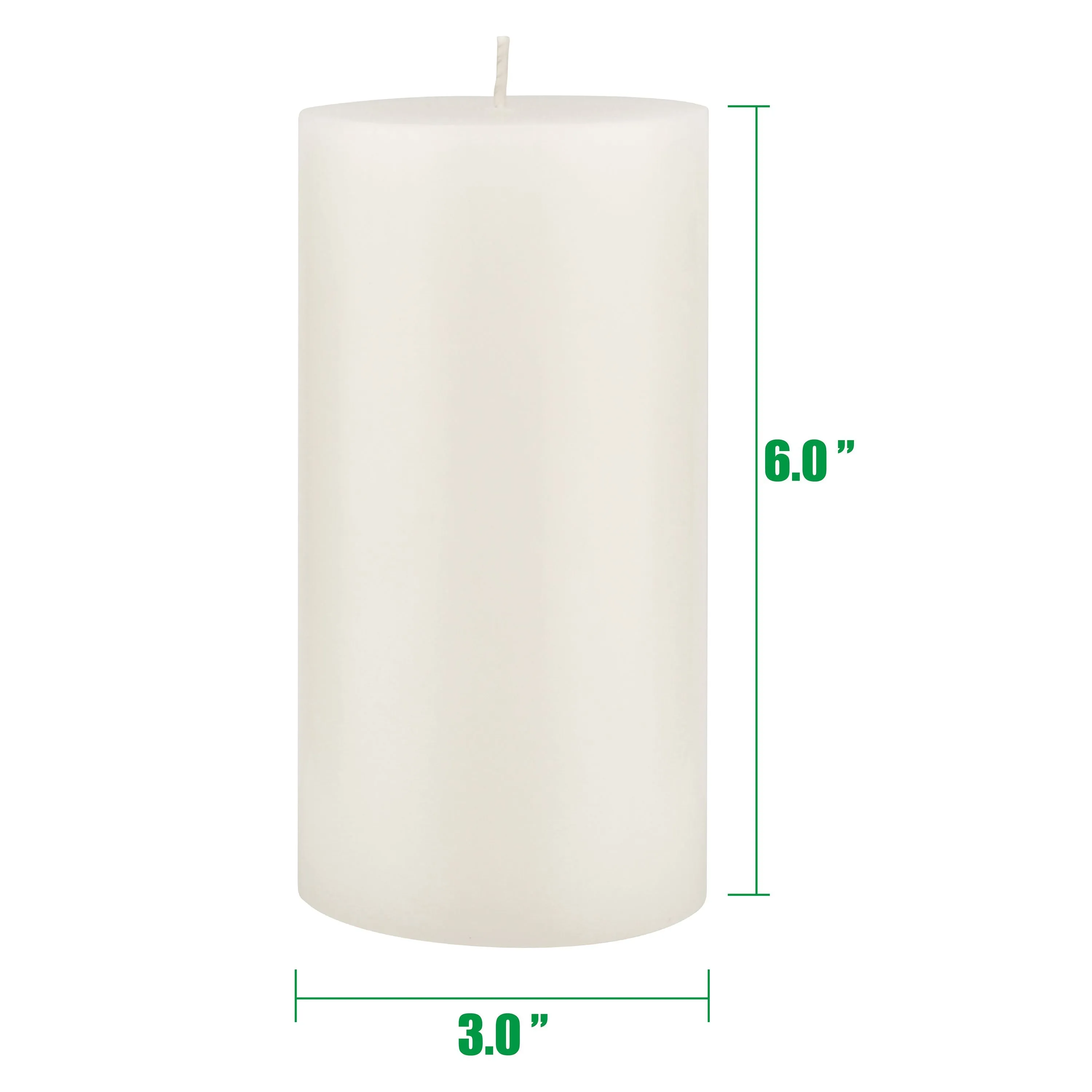 Stonebriar Unscented 3" x 6" 1-Wick White Pillar Candles, 6 Pack