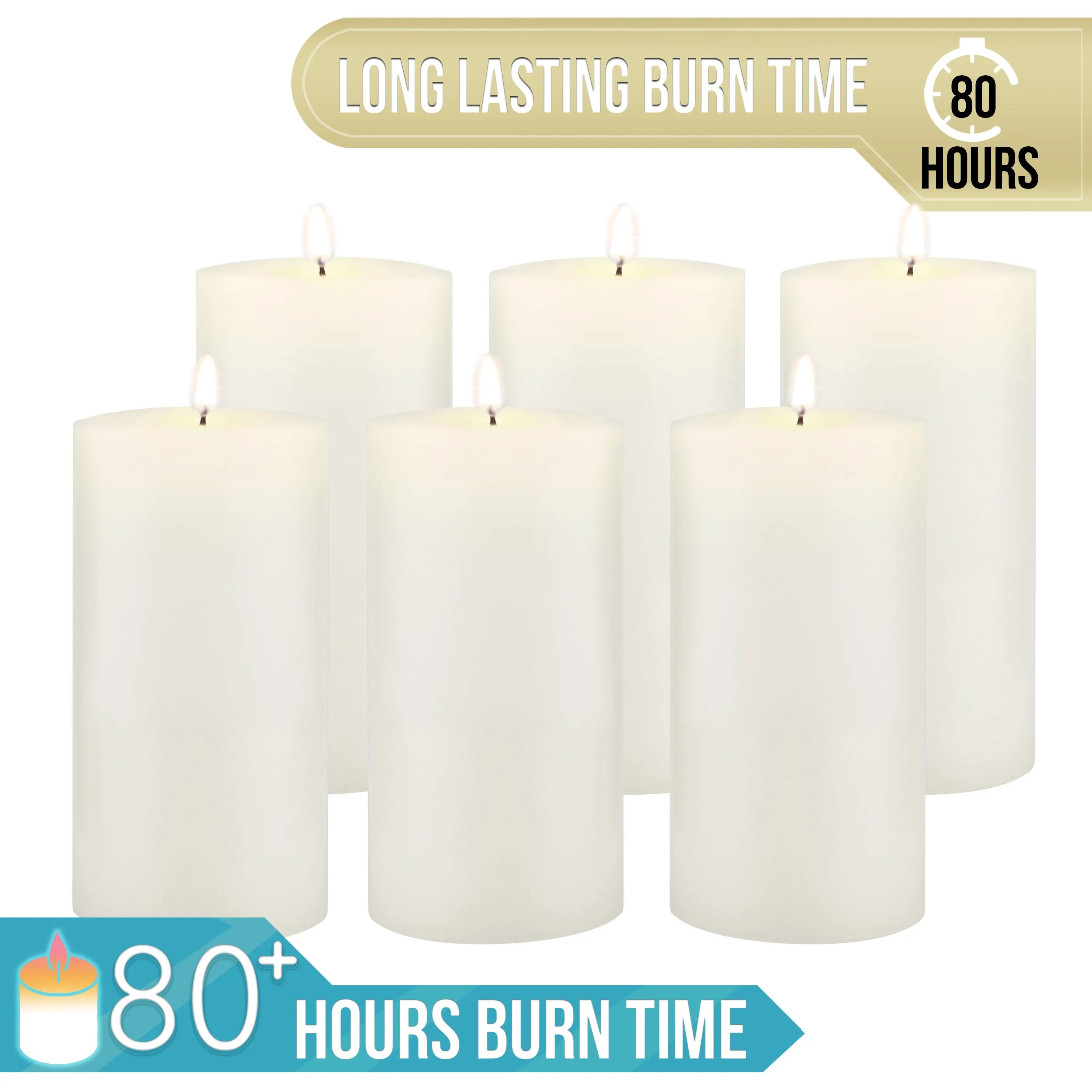 Stonebriar Unscented 3" x 6" 1-Wick White Pillar Candles, 6 Pack