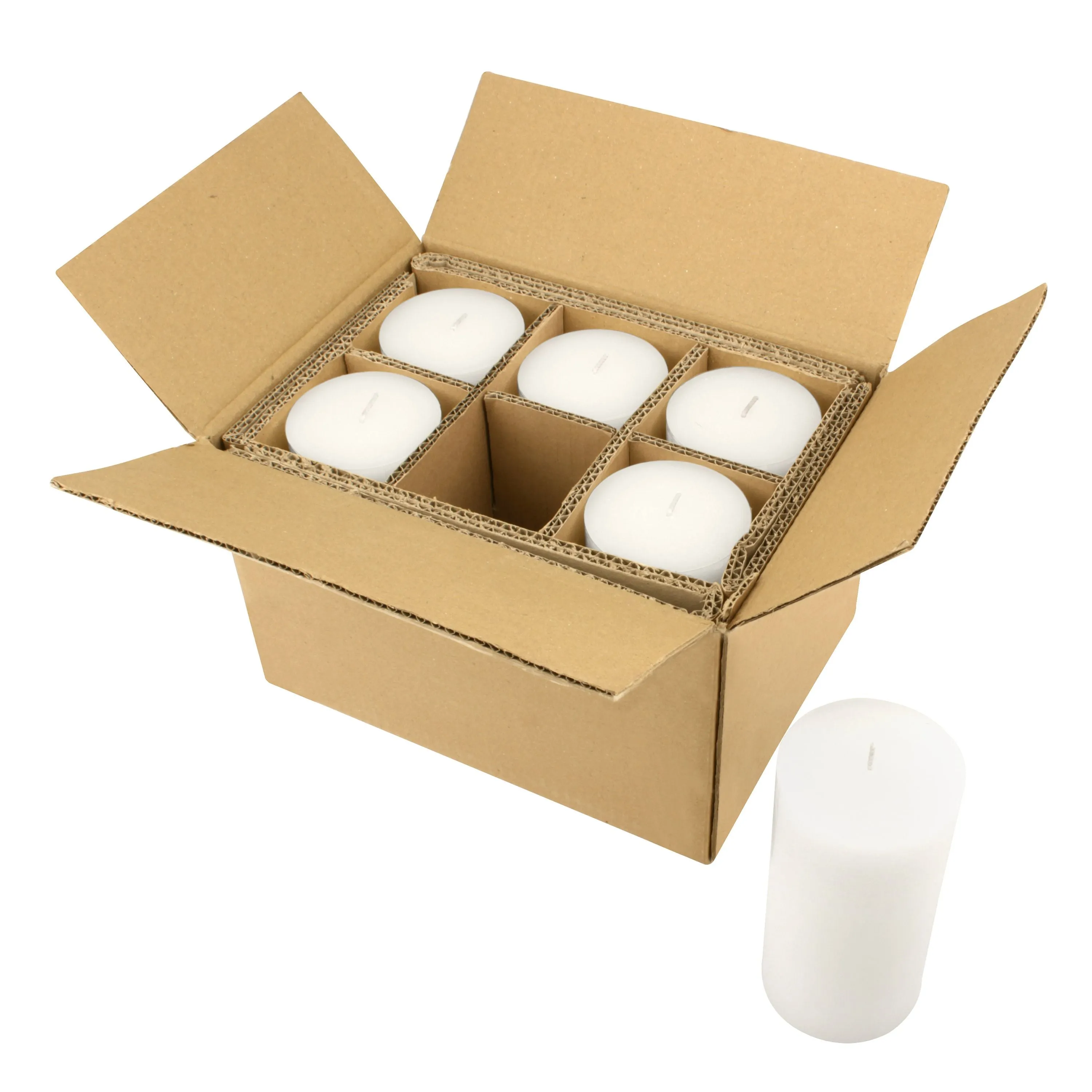 Stonebriar Unscented 3" x 6" 1-Wick White Pillar Candles, 6 Pack