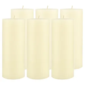 Stonebriar Unscented 3" x 8" 1-Wick Ivory Pillar Candles, 6 Pack