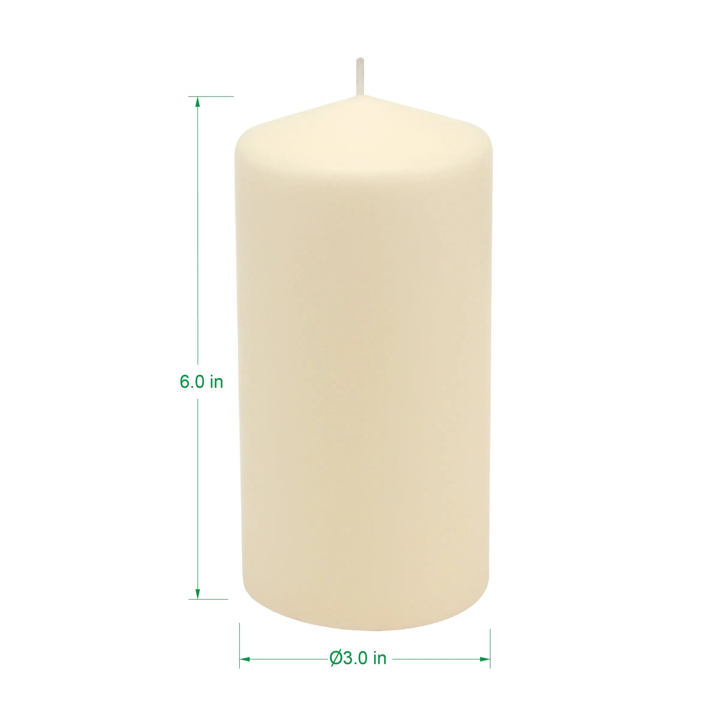 Tall 3 x 6 Inch Unscented Ivory Pillar Candle Set, Set of 6 (WS)