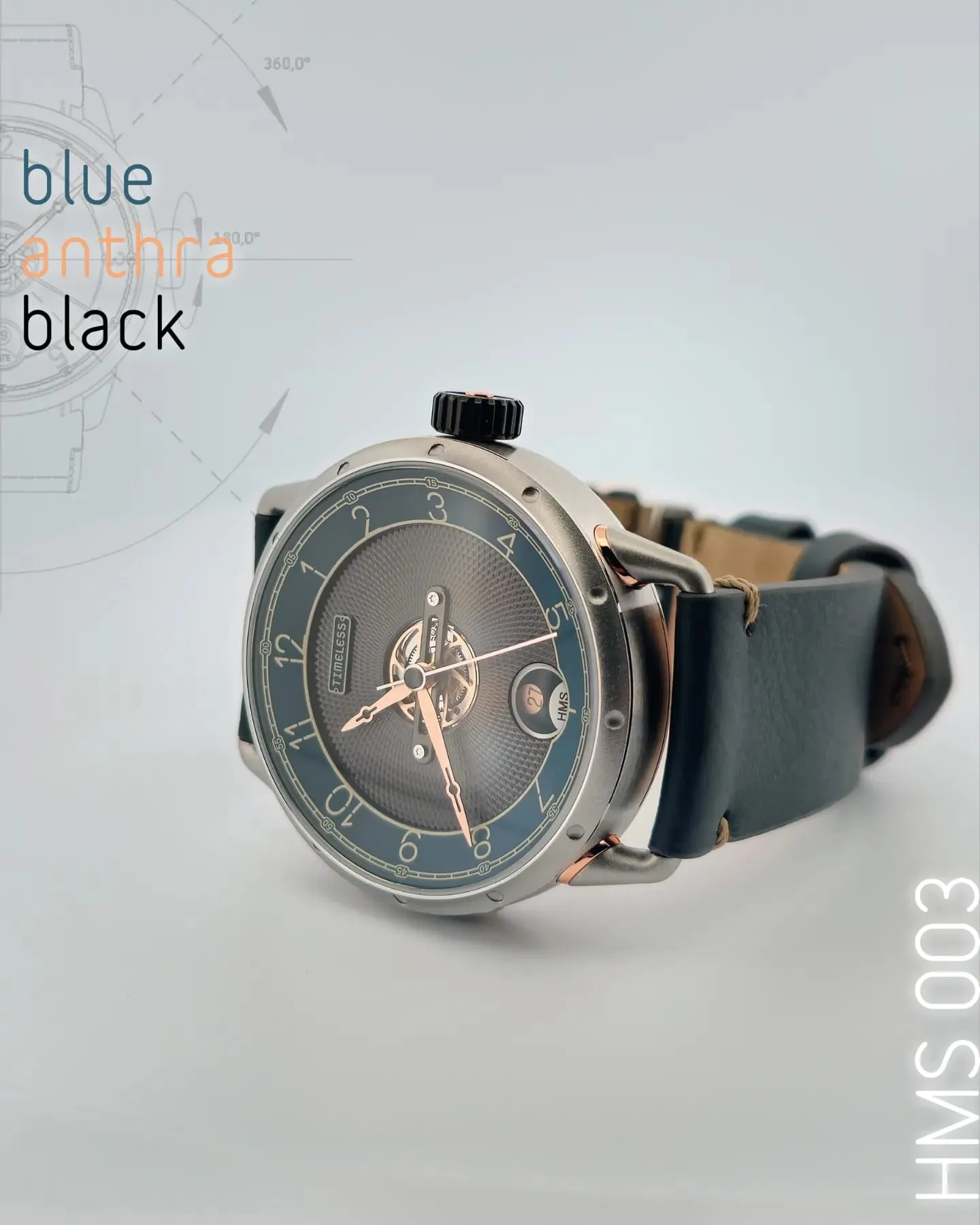 TIMELESS HMS 003 BLUE ANTRACITE DIAL