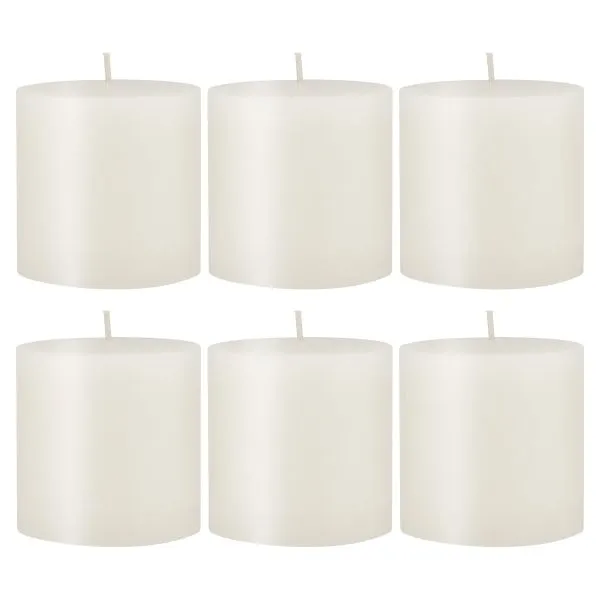 Unscented 3" x 3" 1-Wick White Pillar Candles, 6 Pack, White (WS)