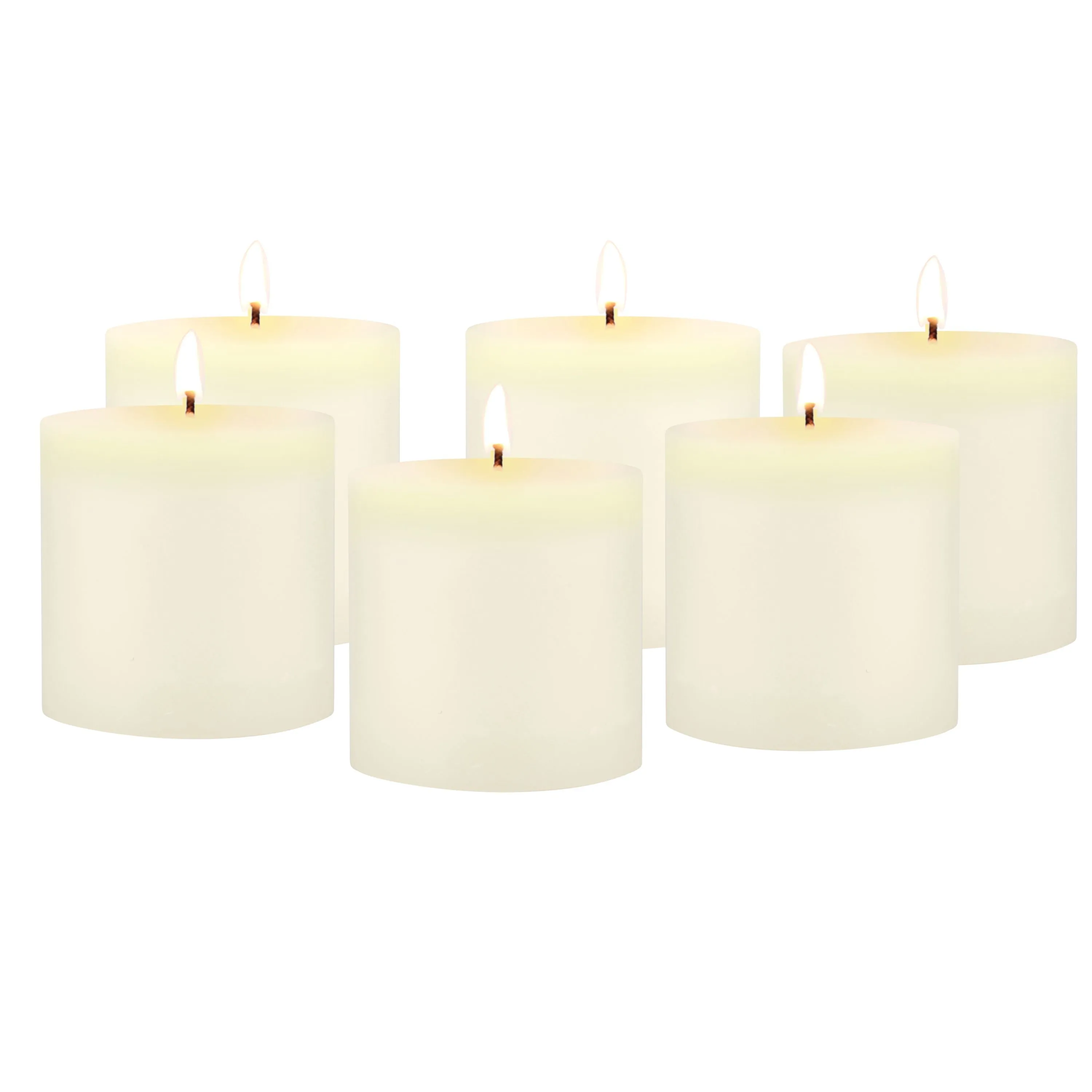 Unscented 3" x 3" 1-Wick White Pillar Candles, 6 Pack, White (WS)