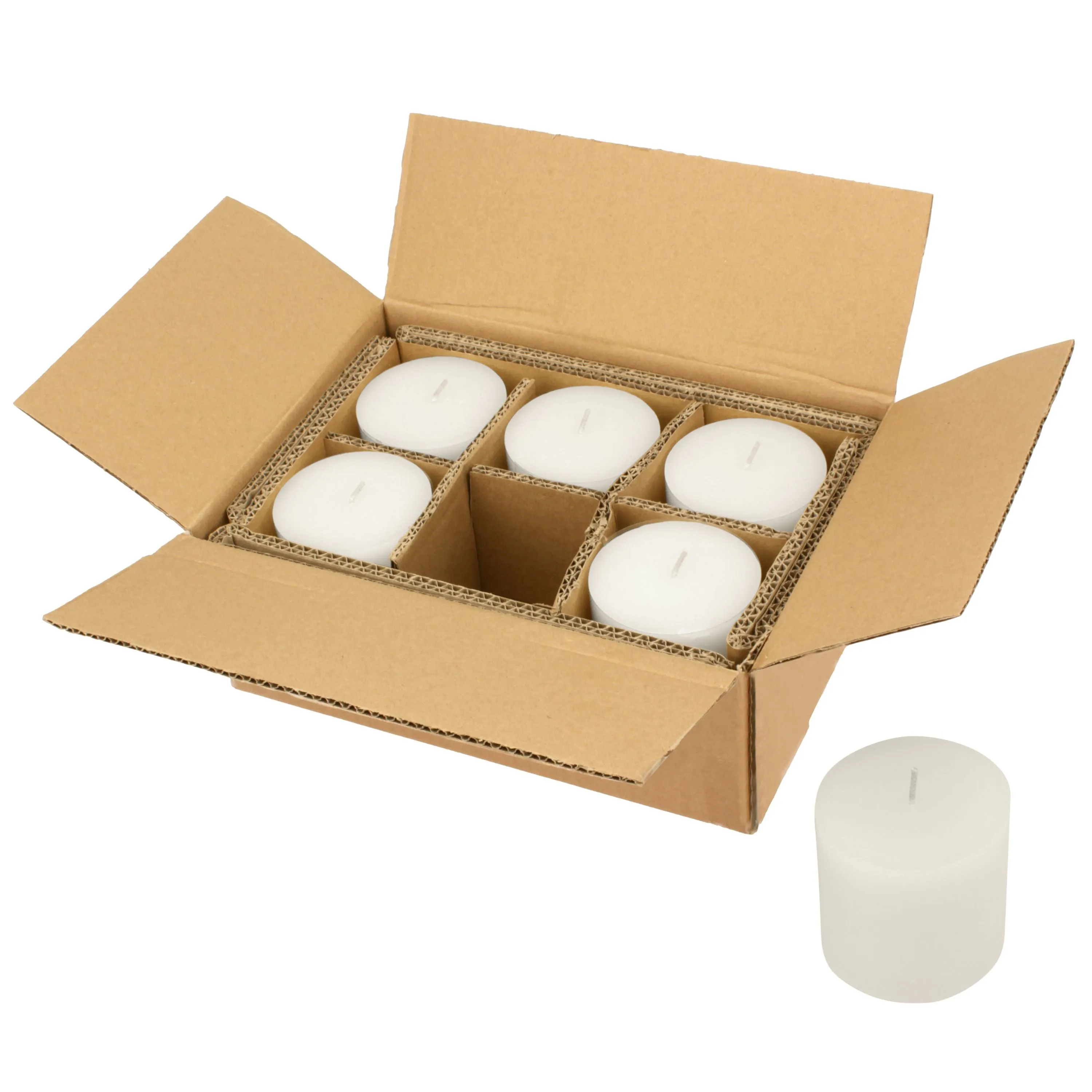 Unscented 3" x 3" 1-Wick White Pillar Candles, 6 Pack, White (WS)