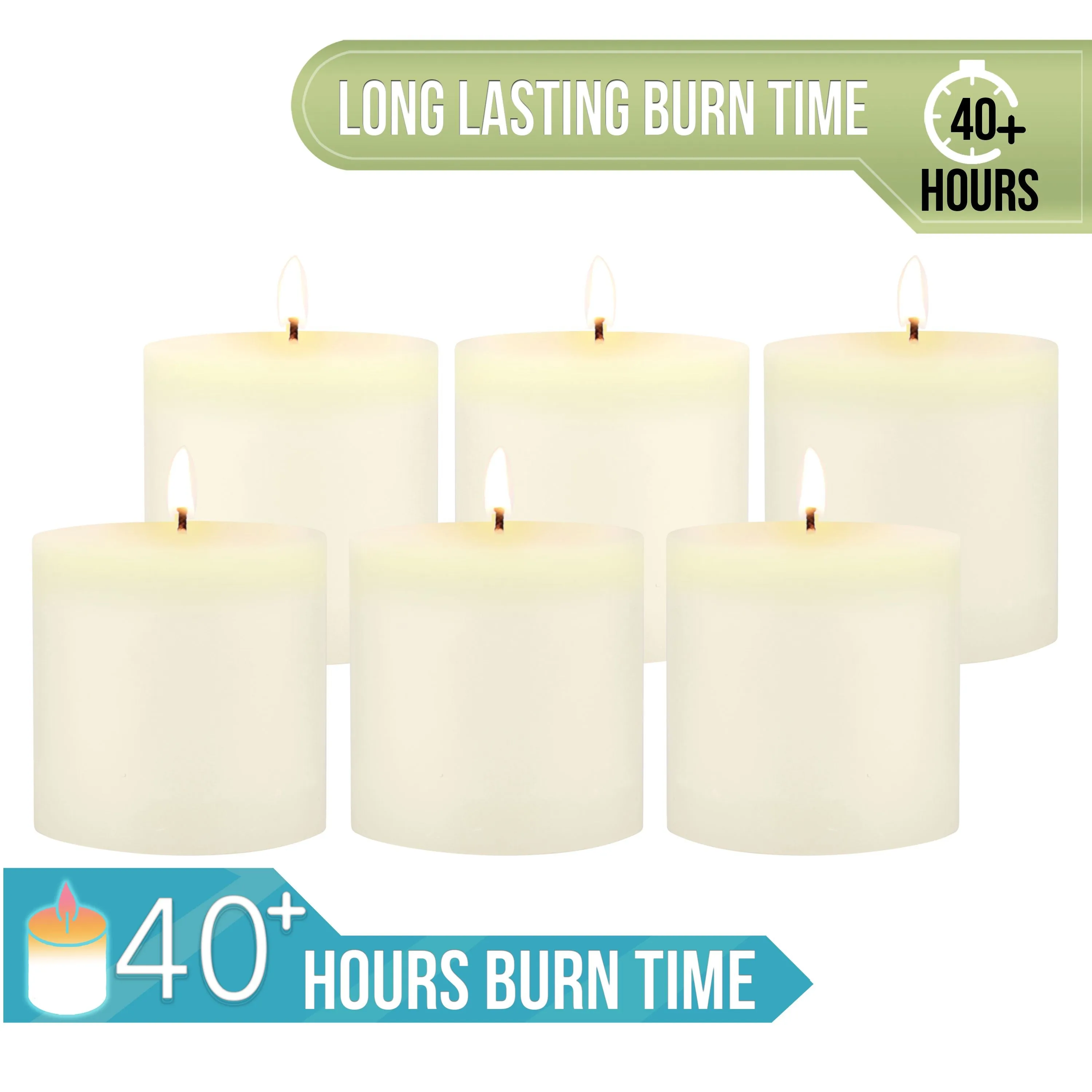 Unscented 3" x 3" 1-Wick White Pillar Candles, 6 Pack, White (WS)