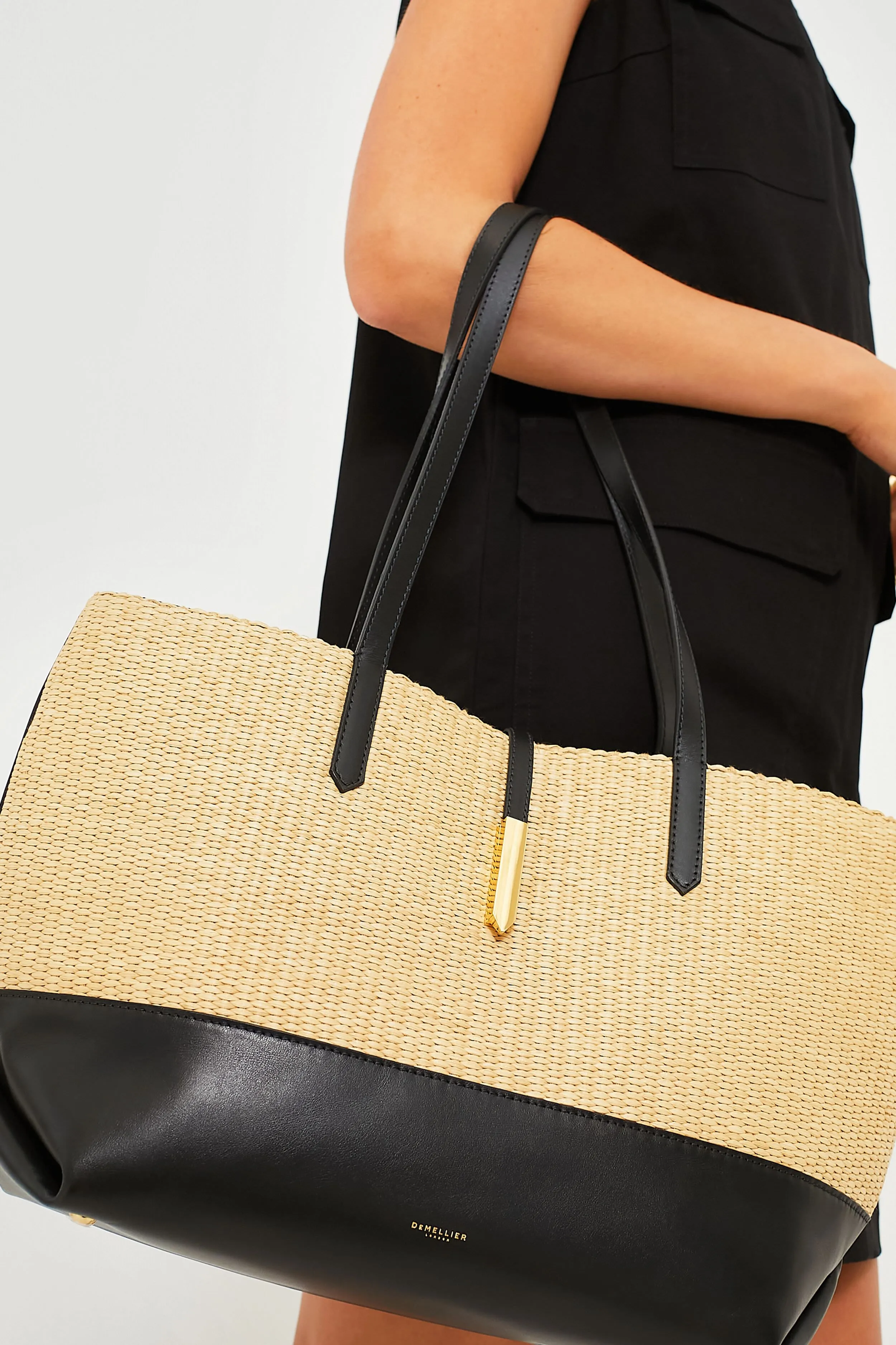 Warm Raffia and Black Tokyo Tote