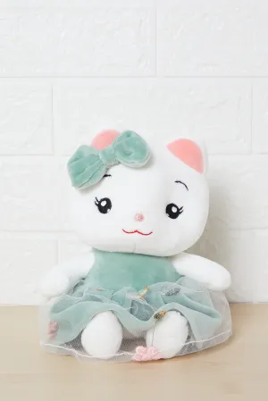 White And Green Cuddles  Marshmallow Cat With Dress