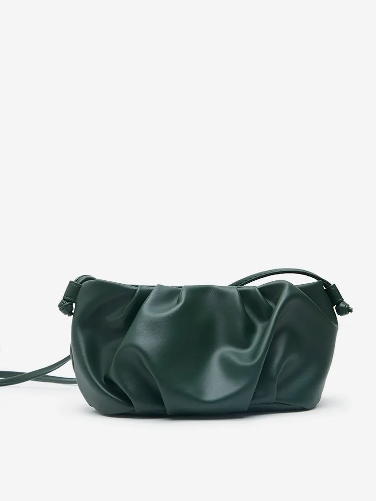 Women Accessories Green Pleated Sling Bag