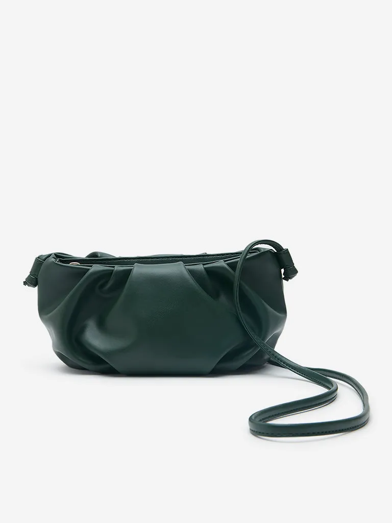 Women Accessories Green Pleated Sling Bag