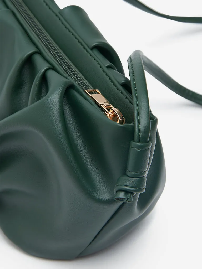 Women Accessories Green Pleated Sling Bag