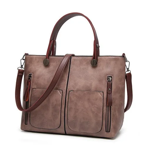 Women's Vintage Matte Stressed Casual Tote