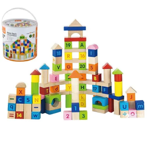 Wooden Block Set: Alphabet & Numbers 100pc