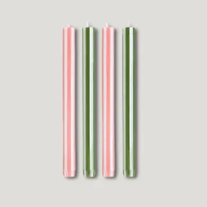 YOD & CO Stripe Dinner Candle Set - Pink / Green